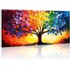 WENGTIAO Stampa su Tela Albero Della Vita Colorato Con Cornice Grande | Quadro su Tela Alberi colorati Pittura Quadri Moderni Soggiorno Camera da Letto Decorativo Parete 120x50 cm