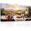 SERIMINO Quadro Moderno Paesaggio Vintage Decorativa Grandi 50x100 cm | Vigneto Tramonto Colline Uva Vino, Stampa HD, Tela Pregiata, Legno Massello, Install Facile, Usi Vari, Regalo