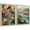 Nacnic Set Di 2 Stampe Decorative Da Bagno Poster Di Arte Orientale Giapponese Per Pareti, Lavabo, Doccia, Wc E Bagno Con Fiori Di Loto, Paesaggio Asiatico, Stile Elegante A4 Senza Cornice
