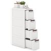 RELAX4LIFE Mobiletto Stretto con Cassetti, Carrello Contenitore Slim con Maniglie Estraibili e Ruote Incorporate, Organizzatore Multiuso Mobile per Soggiorno, Cucina, Bagno, Ufficio (con 4 cassetti)