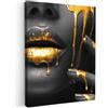 MuchoWow© Quadri Camera Da Letto Stampe Da Parete Quadro Su Tela Moderni | 60x80 cm - Decorazioni Murali Soggiorno Foto Quadretti Ingresso Casa Cucina AstrattiDonna - Labbra - Oro - Nero