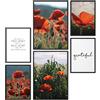 Papierschmiede® Mood Poster Set Stampe da Parete « Campo di Papaveri » con cornici nere in legno » Quadri moderni per Soggiorno e Camera da Letto, 2x A4 e 4x A5, fiori rosso arancia natura