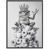 Dazzlewall Decorazione Murale Bagno Rana Divertente, Poster in Bianco e Nero con Re Rana con Corona Fantastica sulla Pila di Carta Igienica per Bagno Toilette 30×40 cm Senza Cornice