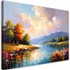 Feeby Stampe Da Parete - Quadri Soggiorno - Fiume Alberi Paesaggio - 60x40 cm - Decorazioni Camera Da Letto