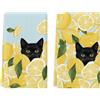 Artoid Mode Giallo Limone Nero Gatto Estate Strofinacci Da Cucina 42x65 cm Stagionale Decorazione Primavera Poliestere Asciugamani Set di 2