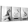 WADBTP Poster di animali in bianco e nero per il bagno, animali divertenti in bagno, bagno decorativo, camera da letto, senza cornice (3pcs-50x70cm)