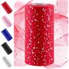 Swpeet Rotolo di tessuto in tulle glitterato rosso da 15,2 cm x 45,7 m, bobina di nastro in tulle scintillante, bobina in rete di poliestere per forniture fai da te per feste di compleanno, nozze e