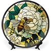 Gokays Finestra in vetro colorato con api piatti decorativi decorazione per la casa piatti in ceramica regali di nozze piatti da esposizione per soggiorno, cucina, corridoio, consolle, 25 cm