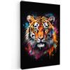MuchoWow© Quadri Moderni Camera Da Letto Foto Quadro Con Cornice | 80x120 cm - Decorazioni Parete Soggiorno Stampa Su Tela Moderna Casa Salotto PosterTigre - Graffiti - Animali - Nero