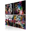 decomonkey Quadri Moderni Soggiorno Set Astrazione, 4 pezzi, 20x20 cm | Tela strutturata su telaio in legno, decorazione per camera da letto e ufficio, colorato, Quadro Stampa su Tela