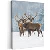 MuchoWow© Quadri su Tela Foto Quadro Moderno Soggiorno Canvas Decorazioni | 50x70 cm - Camera da Letto Cervo - Animali - Neve - Inverno - Paesaggio - Natura