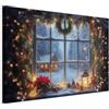 decomonkey Stampa su tela Finestra natalizia Regali, 1 pezzo, 90x60 cm | Tela strutturata su telaio in legno, decorazione per soggiorno, inverno