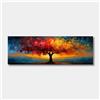 PEWFBS Grande formato astratto su tela, poster da parete, albero della vita rosso e giallo, stampa, quadri per arredamento moderno del soggiorno 50x150 cm, senza cornice.