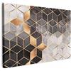 MuchoWow© Stampa Foto Quadro Moderno Quadri Moderni Soggiorno Con Cornice | 90x60 cm - Stampe Da Parete Camera Da Letto Matrimoniale Decorazione CanvasAstratto - Cubo - Oro - Motivi - Nero - Bianco