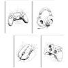 mojoliving Set di poster da gioco con controller, cuffie da parete, design moderno, decorazione da parete, soggiorno, ufficio, gaming, camera dei ragazzi