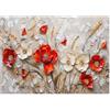 Lupia - Quadro moderno Canvas Prime FLOREALE ROSSO 50x70 cm, Stampa su Tela effetto dipinto con fiori, Pennellate tridimensionale, Telaio in Legno, per soggiorno camera da letto ufficio