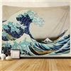 Dremisland Arazzo da Parete Grande Onda Kanagawa Psichedelico 148x200cm | Appeso a Parete Arazzi da Parete Mandala Wall Tapestry per Camera da Letto Soggiorno Dormitorio, Onda