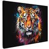MuchoWow© Quadri Moderni Camera Da Letto Foto Quadro Con Cornice | 70x50 cm - Decorazioni Parete Soggiorno Stampa Su Tela Moderna Casa Salotto PosterTigre - Graffiti - Animali - Nero