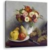 Artenor Quadro Fantin-Latour Henri Fiori e frutta, 60 x 60 cm - Made in Italy, Quadri Moderni Soggiorno, Camera da Letto, Cucina, Poster da Parete, Decorazioni Casa