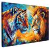 MuchoWow© Quadri Grandi Dimensioni Quadretti Da Parete Quadro Moderno | 90x60 cm - Camera Da Letto Stampa Foto Su Tela Soggiorno Cornice Decorazioni Animali - Arte - Leone - Tigre