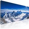 CheQuadro! Quadro montagna 200, quadro grande, quadro orizzontale montagne, cielo azzurro, decorazione da parete, quadro moderno soggiorno, Maestose cime innevate Una vista sopra le nuvole mow18-180x70 cm