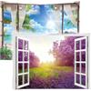 Ulticool - Arazzo decorativo appartamento - spiaggia mare naturale lavanda fiori - blu bianco viola - set di 2 motivi - 73 cm x 95 cm - telo da parete - accessori per camera da letto soggiorno