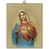 F.LLI BONELLA Fratelli Bonella | Quadro Sacro raffigurante il Cuore Immacolato di Maria su legno MDF di pioppo 8mm con Mosaico in lamina dorata formato 18x24 cm | Made in Italy