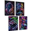 Mojoliving Poster Anime Set Immagini per Manga Muro Poster Anime per Decorazione Giapponese e Collage Estetico (Arte Gaming Neon, Set di Poster 4 x A4 (21 x 30 cm))