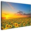 MuchoWow© Quadri Astratti su Tela Foto Quadro Moderno Soggiorno Canvas | 120x80 cm - Decorazioni Camera da Letto Fiori - Girasole - Tramonto - Notte - Arancione - Campagna