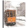 Wallazz Quadro su Tela Milano - Quadri Moderni Soggiorno - Tram, Duomo, Galleria, Navigli, Castello, Arco, Scala - Stampa su Tela - Quadro Moderno Soggiorno 30x30 cm