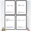 Nacnic Set 4 stampe artistiche in bianco e nero con parole in lingua inglese: Loving, Patient, Brave, Independent e relative definizioni definizioni. Per arredare la tua casa.
