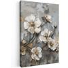 MuchoWow© Quadro Camera Da Letto Quadri Soggiorno Decorazione Parete Quadri | 60x90 cm - Moderni Su Tela Stampe Foto Con Cornice Quadretti Poster Casa Fiori - Bianco - Grigio - Oro - Lusso