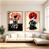 KAIDAARTLH 3er Set Samurai Wandbilder 60x80cm, Moderne Japanisches Leinwandbilder Poster, Dekoration für Wohnzimmer Schlafzimmer Büro, Frameless（D,2x60x80cm）