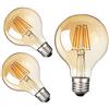 BAISHICHENG 3 Pacchi Lampadina a Filamento LED G95,Lampada a Vite E27 Retrò Non Dimmerabile,Luce a Globo Color Ambra Risparmio Energetico 6W(Equivalente a 60W a Alogena)2700K Bianco Caldo Lampadine