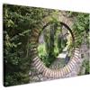 MuchoWow© Quadri Moderni Soggiorno su Tela Quadro Canvas Foto Dipinti | 120x80 cm - Camera da Letto Decorazioni Pareti Foresta - Pietre - Vista dalla finestra - Sentiero