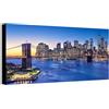 Wallazz Quadri Moderni Soggiorno New York, Skyline - 100% Made in Italy - Stampa HD su Tela Canvas - Quadro Camera da Letto - Qualità Artigianale - 70x140cm