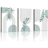 WENGTIAO 3 Pezzi Stampa su Tela Boho Piante Botaniche Con Cornice 30x40cmx3 | Quadro su Tela Minimalista Linea Geometrica Astratta Pittura Quadro Moderno Soggiorno Camera da Letto Decorazioni Parete