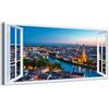 Generico Quadro finestra vista su Verona al tramonto - Stampa su tela con telaio in legno - 80x40 cm
