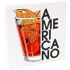 Vestin QUADRETTO - AMERICANO COCKTAIL - PRODOTTO ARTIGIANALE MADE IN ITALY (SFONDO NERO, 30x30 cm, Senza cornice)