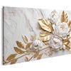 islandburner Quadro su tela Texture di marmo Bianco Colori oro Fiori d'oro Design di lusso JCTS Quadri Stampe Immagini Murale Decorazione da parete