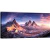 canvashop Quadri Montagna Dolomiti Rifugio 100x50 cm | Quadro moderno, 3 Cime Di Lavaredo, Su Tela Canvas, Stampe Da Parete