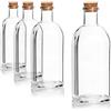 com-four® 4x bottiglia di vetro da 500 ml con tappo di sughero | bottiglia vuota con tappo di sughero - contenitore di vetro per il riempimento con liquidi come olio