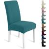 Ystyle Coprisedie con Schienale 6 Pezzi, Elasticizzato Copri Sedie Soggiorno Cucina, Fodere per Sedia Morbido Comodo Anti-Graffio, Facile da Pulire e Resistente, Lavabile Estraibile, Verde Scuro