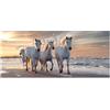 Lupia - Quadro Moderno BRILLANT con Glitter Sunset with Horses | Stampa su Tela Poliestere | Decorazione Artigianale Italiana, Arte da Parete per Soggiorno e Ufficio | 52x122 cm, telaio Legno