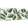Lupia - Quadro moderno Canvas World LEAVES GREEN & GOLD, Stampa su Tela, Telaio in Fibra di Legno, effetto marmo, 52x122 cm, per soggiorno capezzale camera da letto, ufficio