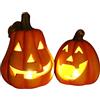 khevga Zucca Deco Ceramica: Lanterna Autunno Set di 2 Decorazione di Halloween Illuminata con LED