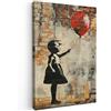 MuchoWow© Quadri Astratti su Tela Foto Quadro Moderno Soggiorno Canvas | 20x30 cm - Decorazioni Camera da Letto Graffiti - Banksy - Ragazza - Arte di strada