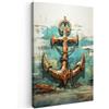 MuchoWow© Quadri Con Cornice Decorazione Quadri Per Camera Da Letto | 80x120 cm - Quadretti Da Parete Moderni Quadro Moderno Soggiorno GrandeAncora - Blu - Bianco - Stile Marino