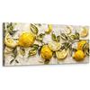 Lupia - Quadro moderno Canvas World RAMO DI LIMONI 52x122 cm, Stampa su Tela effetto Pennellate tridimensionale, Telaio in Legno, per soggiorno capezzale camera da letto ufficio