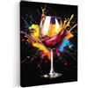 MuchoWow© Quadri Con Cornice Decorazione Quadri Per Camera Da Letto | 50x70 cm - Quadretti Da Parete Moderni Quadro Moderno Soggiorno Grande Foto Su Tela Vino - Bicchiere - Graffiti - Rosso